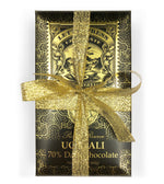 Load image into Gallery viewer, Deluxe Gift Set - Ucayali 70% Dark Chocolate bar with gold ribbon on white background - see description for details 
