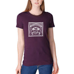 Load image into Gallery viewer, Women&#39;s eggplant - a woman wearing a tshirt with a white letterpress chocolate logo
